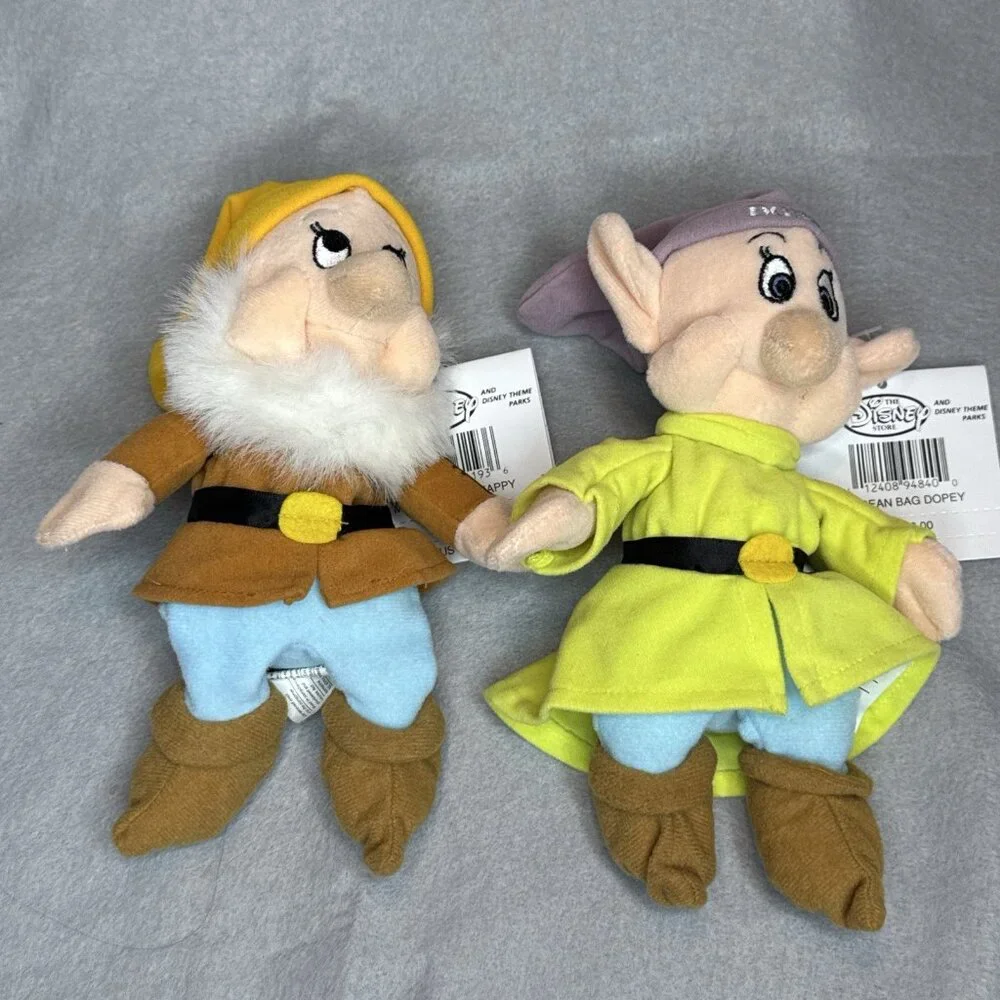 Snow White 7 Dwarfs Prince Witch Disney Store Bean Bag Plush Stuffed Set of 10 - Picture 3 of 16